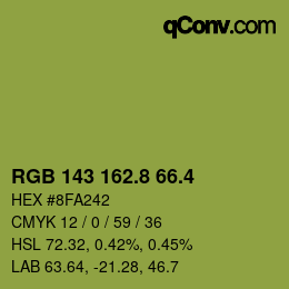 カラーコード: RGB 143 162.8 66.4 | qconv.com