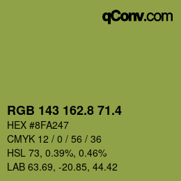 カラーコード: RGB 143 162.8 71.4 | qconv.com