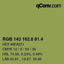 カラーコード: RGB 143 162.8 81.4 | qconv.com