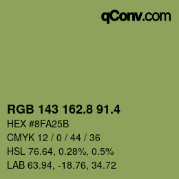 カラーコード: RGB 143 162.8 91.4 | qconv.com