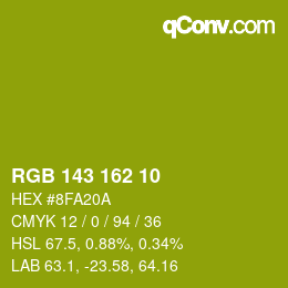 カラーコード: RGB 143 162 10 | qconv.com