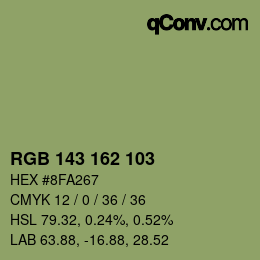 Farbcode: RGB 143 162 103 | qconv.com