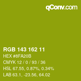Color code: RGB 143 162 11 | qconv.com