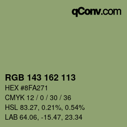 Color code: RGB 143 162 113 | qconv.com