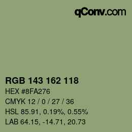 Código de color: RGB 143 162 118 | qconv.com