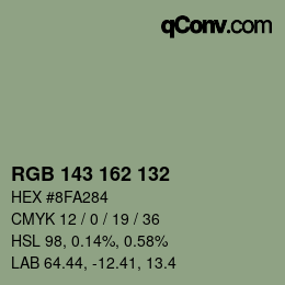 カラーコード: RGB 143 162 132 | qconv.com
