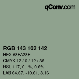Color code: RGB 143 162 142 | qconv.com