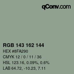 Color code: RGB 143 162 144 | qconv.com