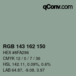 カラーコード: RGB 143 162 150 | qconv.com