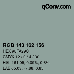 Color code: RGB 143 162 156 | qconv.com