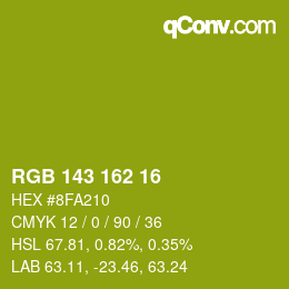 カラーコード: RGB 143 162 16 | qconv.com