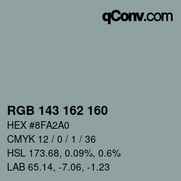 颜色代码: RGB 143 162 160 | qconv.com