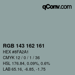 Color code: RGB 143 162 161 | qconv.com