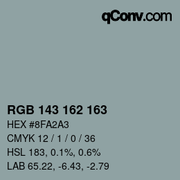 カラーコード: RGB 143 162 163 | qconv.com