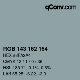 Farbcode: RGB 143 162 164 | qconv.com