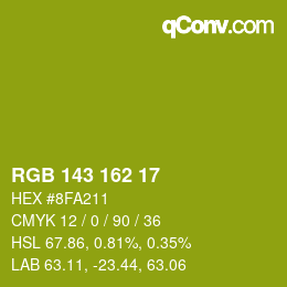 颜色代码: RGB 143 162 17 | qconv.com