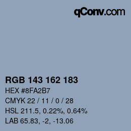 颜色代码: RGB 143 162 183 | qconv.com