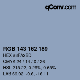 カラーコード: RGB 143 162 189 | qconv.com