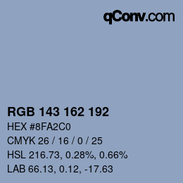 カラーコード: RGB 143 162 192 | qconv.com