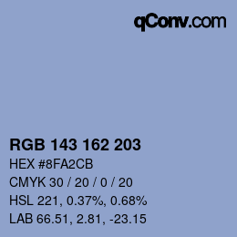 Color code: RGB 143 162 203 | qconv.com