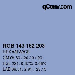 カラーコード: RGB 143 162 203 | qconv.com
