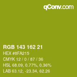 カラーコード: RGB 143 162 21 | qconv.com