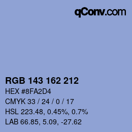 Color code: RGB 143 162 212 | qconv.com
