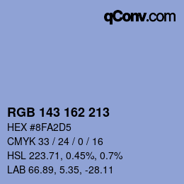 カラーコード: RGB 143 162 213 | qconv.com