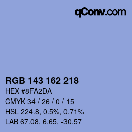 Color code: RGB 143 162 218 | qconv.com