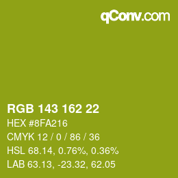 Color code: RGB 143 162 22 | qconv.com