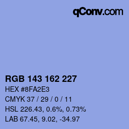 Color code: RGB 143 162 227 | qconv.com