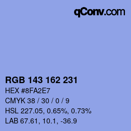 颜色代码: RGB 143 162 231 | qconv.com
