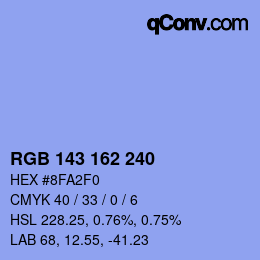 颜色代码: RGB 143 162 240 | qconv.com
