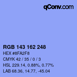 カラーコード: RGB 143 162 248 | qconv.com