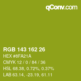 カラーコード: RGB 143 162 26 | qconv.com