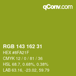 Color code: RGB 143 162 31 | qconv.com