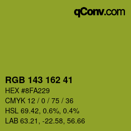 Color code: RGB 143 162 41 | qconv.com