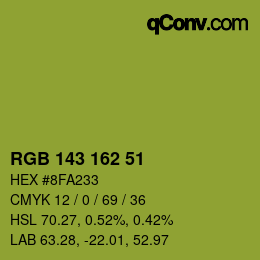 Color code: RGB 143 162 51 | qconv.com