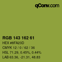 Color code: RGB 143 162 61 | qconv.com