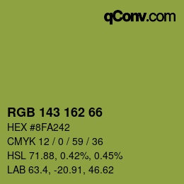カラーコード: RGB 143 162 66 | qconv.com