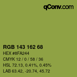 颜色代码: RGB 143 162 68 | qconv.com