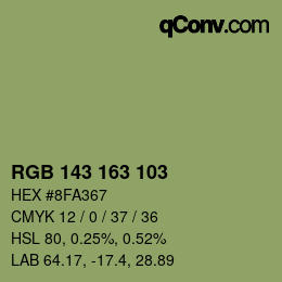 カラーコード: RGB 143 163 103 | qconv.com