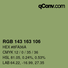 Color code: RGB 143 163 106 | qconv.com