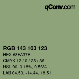 カラーコード: RGB 143 163 123 | qconv.com
