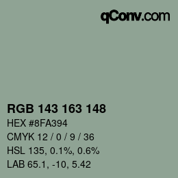 颜色代码: RGB 143 163 148 | qconv.com