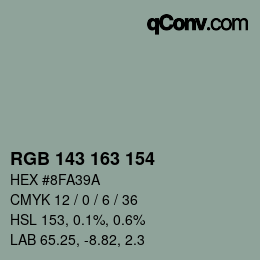 颜色代码: RGB 143 163 154 | qconv.com