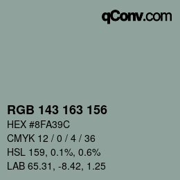Color code: RGB 143 163 156 | qconv.com