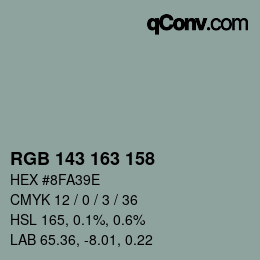 颜色代码: RGB 143 163 158 | qconv.com