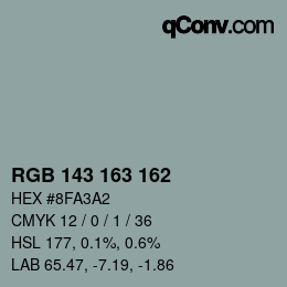 カラーコード: RGB 143 163 162 | qconv.com