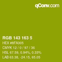 カラーコード: RGB 143 163 5 | qconv.com